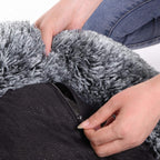 Fluffy Donut Dog & Cat Bed, Washable Round Cushion with Removable Padding & Non-Slip Base, 50 cm, Grey - Dwellza