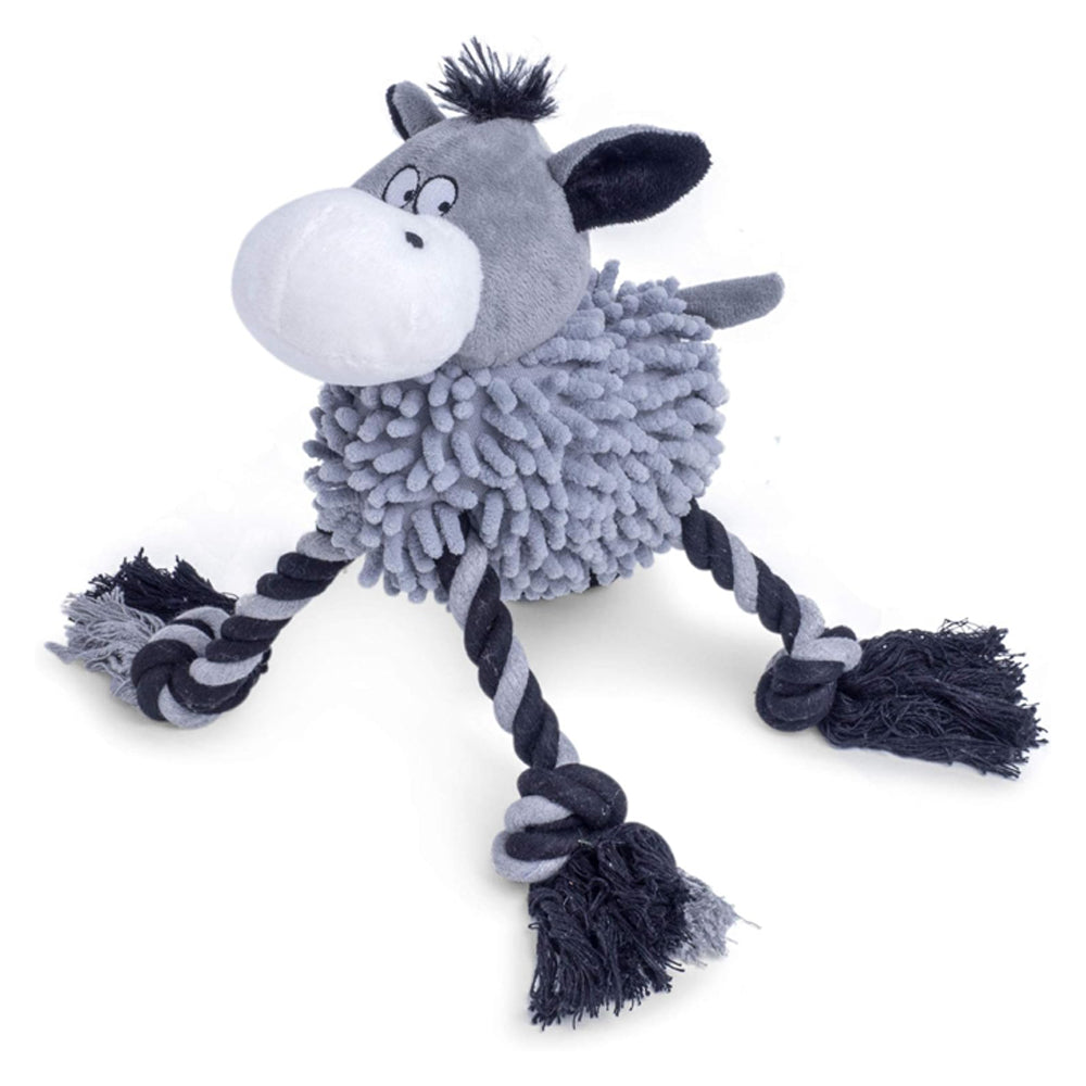Dwellza Squeaky Farmyard Donkey Plush Dog Toy – Medium, Grey & Black