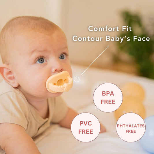 Silicone Baby Pacifier with Protective Travel Case – 2-in-1 Dummy and Teether, Ultra-Light & Soft | Sunshine Yellow & Peach Puff (0–6 Months)