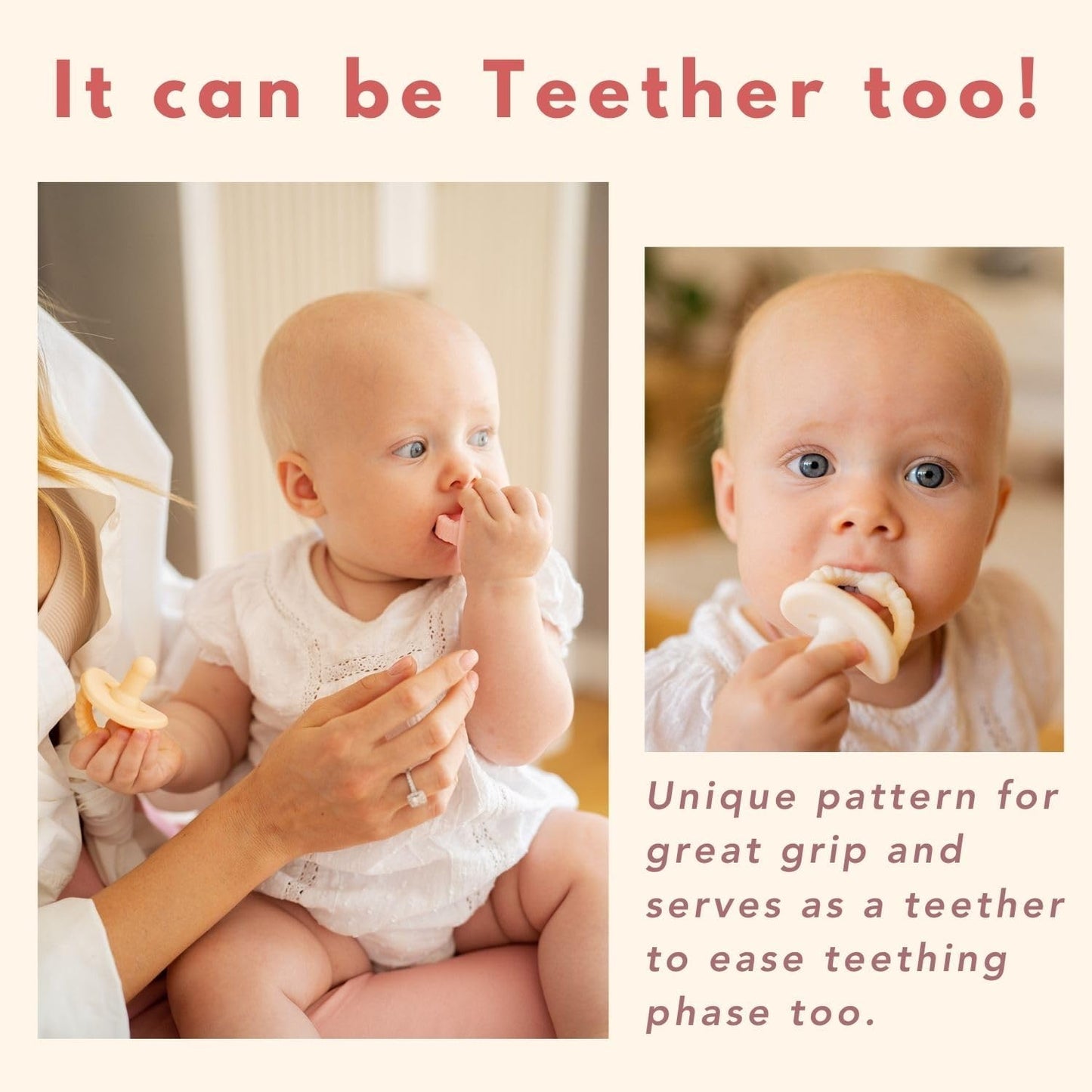 Silicone Baby Pacifier with Protective Travel Case – 2-in-1 Dummy and Teether, Ultra-Light & Soft | Sunshine Yellow & Peach Puff (0–6 Months)